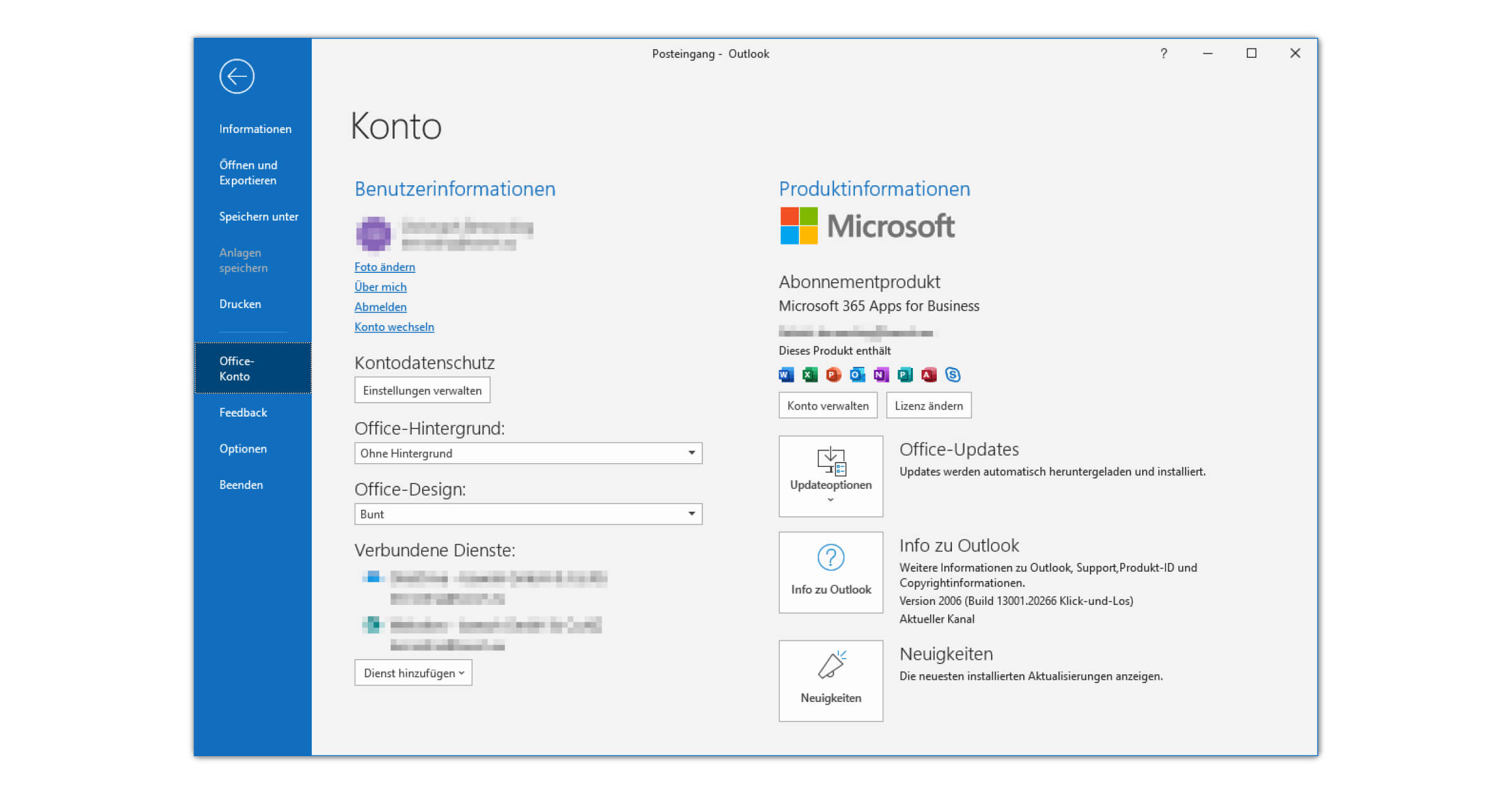 Microsoft 365 Apps for Business in Outlook as difference Office 365 and 2019