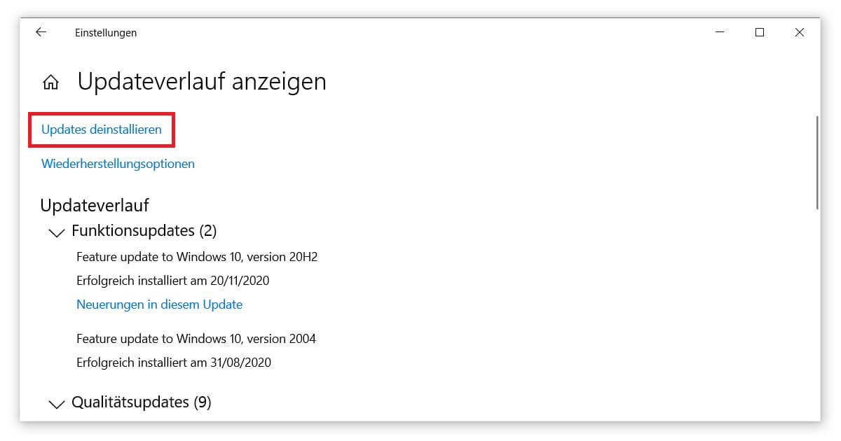 So kannst du ein Windows 10 Update deinstallieren oder löschen